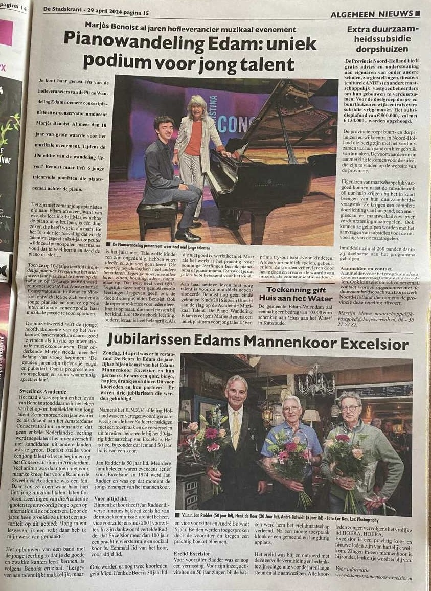Artikel Stadskrant 29 april 2024